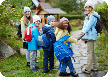 a group of kids out on a fieldtrip